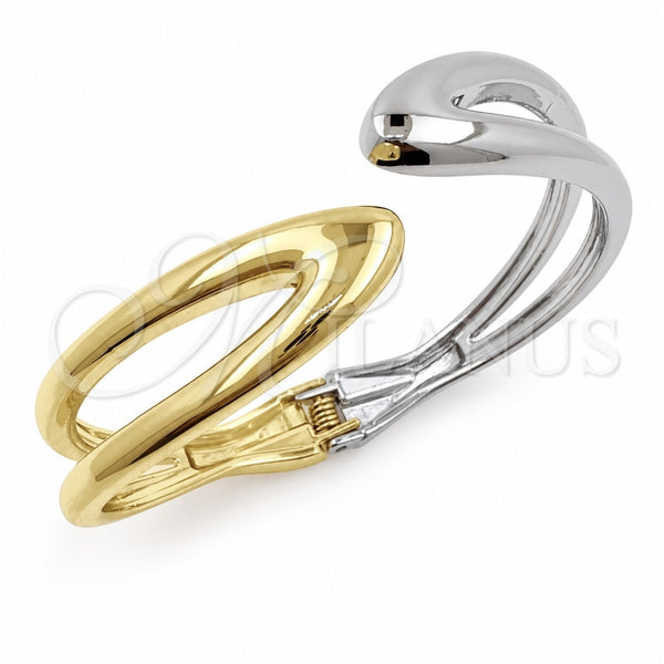 Oro Laminado Individual Bangle, Gold Filled Style Leaf Design, Polished, Two Tone, 07.215.0045.06 (23 MM Thickness, One size fits all)