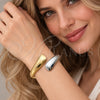 Oro Laminado Individual Bangle, Gold Filled Style Teardrop Design, Polished, Two Tone, 07.215.0037.1.04 (Thickness, Size 4 (2.25 Diameter))