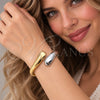 Oro Laminado Individual Bangle, Gold Filled Style Teardrop Design, Polished, Two Tone, 07.215.0046.05 (20 MM Thickness, Size 5 (2.50 Diameter))