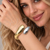Oro Laminado Individual Bangle, Gold Filled Style Teardrop Design, Polished, Two Tone, 07.307.0038.2.05 (30 MM Thickness, Size 5 (2.50 Diameter))
