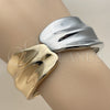 Oro Laminado Individual Bangle, Gold Filled Style Leaf Design, Polished, Two Tone, 07.215.0053.05 (30 MM Thickness, Size 5 (2.50 Diameter))