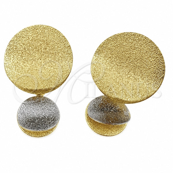 Oro Laminado Stud Earring, Gold Filled Style Matte Finish, Two Tone, 02.472.0001