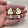 Oro Laminado Stud Earring, Gold Filled Style Heart Design, Matte Finish, Two Tone, 02.472.0002