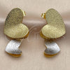 Oro Laminado Stud Earring, Gold Filled Style Heart Design, Matte Finish, Two Tone, 02.472.0002