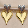 Oro Laminado Stud Earring, Gold Filled Style Heart Design, Polished, Two Tone, 02.472.0003