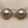 Oro Laminado Stud Earring, Gold Filled Style Love Knot Design, Diamond Cutting Finish, Two Tone, 02.472.0005