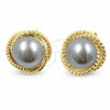 Oro Laminado Stud Earring, Gold Filled Style Love Knot Design, Diamond Cutting Finish, Two Tone, 02.472.0005