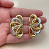 Oro Laminado Stud Earring, Gold Filled Style Flower Design, Polished, Two Tone, 02.472.0006