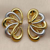 Oro Laminado Stud Earring, Gold Filled Style Flower Design, Polished, Two Tone, 02.472.0006