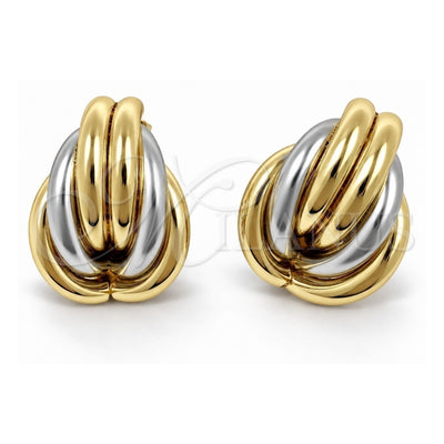 Oro Laminado Stud Earring, Gold Filled Style Hollow Design, Polished, Two Tone, 02.472.0008