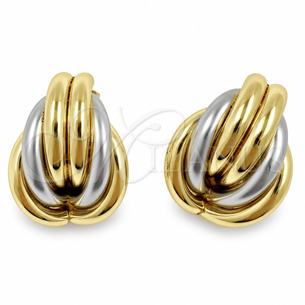 Oro Laminado Stud Earring, Gold Filled Style Hollow Design, Polished, Two Tone, 02.472.0008