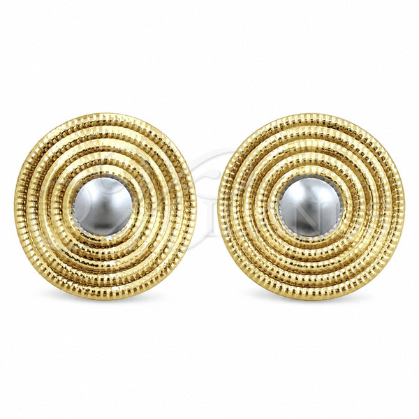 Oro Laminado Stud Earring, Gold Filled Style Polished, Two Tone, 02.472.0009