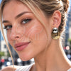 Oro Laminado Stud Earring, Gold Filled Style Polished, Two Tone, 02.472.0010