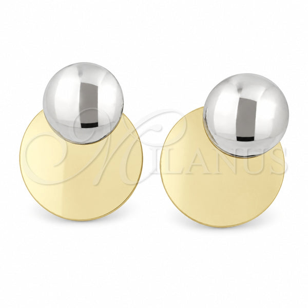 Oro Laminado Stud Earring, Gold Filled Style Polished, Two Tone, 02.472.0010