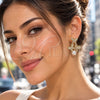 Oro Laminado Stud Earring, Gold Filled Style Butterfly and Ball Design, with Ivory Pearl and White Cubic Zirconia, Polished, Golden Finish, 02.472.0011
