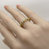 Oro Laminado Multi Stone Ring, Gold Filled Style with White Micro Pave, Polished, Golden Finish, 01.472.0001 (One size fits all)