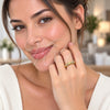 Oro Laminado Multi Stone Ring, Gold Filled Style Bamboo Design, with White Micro Pave, Polished, Golden Finish, 01.472.0002 (One size fits all)