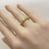 Oro Laminado Multi Stone Ring, Gold Filled Style Bamboo Design, with White Micro Pave, Polished, Golden Finish, 01.472.0002 (One size fits all)