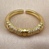Oro Laminado Multi Stone Ring, Gold Filled Style Bamboo Design, with White Micro Pave, Polished, Golden Finish, 01.472.0002 (One size fits all)