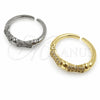Oro Laminado Multi Stone Ring, Gold Filled Style Bamboo Design, with White Micro Pave, Polished, Golden Finish, 01.472.0002 (One size fits all)