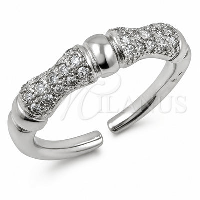White Gold Filled Multi Stone Ring, Bamboo Design, with White Micro Pave, Polished, Rhodium Finish, 01.472.0002.1 (One size fits all)