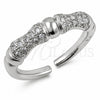 White Gold Filled Multi Stone Ring, Bamboo Design, with White Micro Pave, Polished, Rhodium Finish, 01.472.0002.1 (One size fits all)