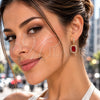 Oro Laminado Dangle Earring, Gold Filled Style Cluster Design, with Garnet and White Cubic Zirconia, Polished, Golden Finish, 02.472.0013.1