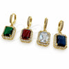 Oro Laminado Dangle Earring, Gold Filled Style Cluster Design, with Garnet and White Cubic Zirconia, Polished, Golden Finish, 02.472.0013.1