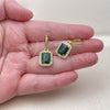 Oro Laminado Dangle Earring, Gold Filled Style Cluster Design, with Green and White Cubic Zirconia, Polished, Golden Finish, 02.472.0013.2