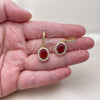 Oro Laminado Dangle Earring, Gold Filled Style Cluster Design, with Garnet and White Cubic Zirconia, Polished, Golden Finish, 02.472.0014.1