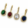Oro Laminado Dangle Earring, Gold Filled Style Cluster Design, with Garnet and White Cubic Zirconia, Polished, Golden Finish, 02.472.0014.1