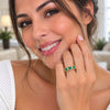 Oro Laminado Multi Stone Ring, Gold Filled Style Heart and Cluster Design, with Turquoise Mother of Pearl and White Micro Pave, Polished, Golden Finish, 01.472.0006.2 (One size fits all)