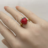 Oro Laminado Elegant Ring, Gold Filled Style Strawberry Design, Red Enamel Finish, Golden Finish, 01.472.0010 (One size fits all)
