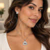 White Gold Filled Earring and Pendant Adult Set, Love Knot Design, with White Cubic Zirconia, Polished, Rhodium Finish, 10.448.0024