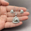 White Gold Filled Earring and Pendant Adult Set, Love Knot Design, with White Cubic Zirconia, Polished, Rhodium Finish, 10.448.0024