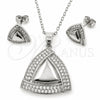 White Gold Filled Earring and Pendant Adult Set, Love Knot Design, with White Cubic Zirconia, Polished, Rhodium Finish, 10.448.0024
