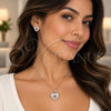 White Gold Filled Earring and Pendant Adult Set, Heart Design, with White Cubic Zirconia, Polished, Rhodium Finish, 10.448.0025