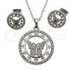 White Gold Filled Earring and Pendant Adult Set, Butterfly Design, with White Cubic Zirconia, Polished, Rhodium Finish, 10.448.0026