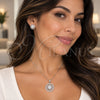 White Gold Filled Earring and Pendant Adult Set, Cluster and Filigree Design, with White Cubic Zirconia, Polished, Rhodium Finish, 10.448.0027
