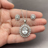 White Gold Filled Earring and Pendant Adult Set, Baguette and Cluster Design, with White Cubic Zirconia, Polished, Rhodium Finish, 10.448.0032