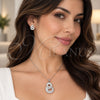 White Gold Filled Earring and Pendant Adult Set, Baguette Design, with White Cubic Zirconia and White Micro Pave, Polished, Rhodium Finish, 10.448.0033