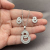 White Gold Filled Earring and Pendant Adult Set, Baguette Design, with White Cubic Zirconia and White Micro Pave, Polished, Rhodium Finish, 10.448.0033