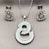 White Gold Filled Earring and Pendant Adult Set, Baguette Design, with White Cubic Zirconia and White Micro Pave, Polished, Rhodium Finish, 10.448.0033