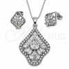 White Gold Filled Earring and Pendant Adult Set, Teardrop and Cluster Design, with White Cubic Zirconia, Polished, Rhodium Finish, 10.448.0034