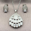 White Gold Filled Earring and Pendant Adult Set, Teardrop and Cluster Design, with White Cubic Zirconia, Polished, Rhodium Finish, 10.448.0036