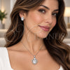 White Gold Filled Earring and Pendant Adult Set, Heart Design, with White Cubic Zirconia and White Micro Pave, Polished, Rhodium Finish, 10.448.0038