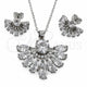 White Gold Filled Earring and Pendant Adult Set, Flower and Cluster Design, with White Cubic Zirconia and White Micro Pave, Polished, Rhodium Finish, 10.448.0039