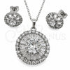 White Gold Filled Earring and Pendant Adult Set, Flower and Cluster Design, with White Cubic Zirconia, Polished, Rhodium Finish, 10.448.0040