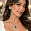 White Gold Filled Earring and Pendant Adult Set, Cluster and Baguette Design, with Green and White Cubic Zirconia, Polished, Rhodium Finish, 10.448.0011.2