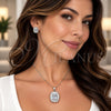 White Gold Filled Earring and Pendant Adult Set, Cluster and Baguette Design, with White Cubic Zirconia, Polished, Rhodium Finish, 10.448.0044